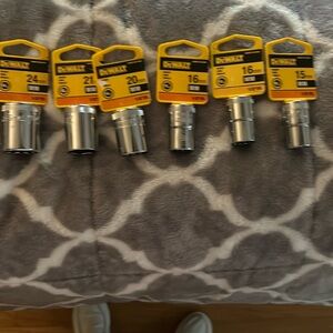 Dewalt 1/2” DR 24mm, 20mm, 16mmx2, 15mm NWT sockets 12pt and 6pt